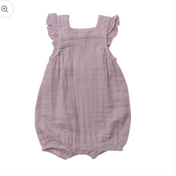 Muslin Smocked Overall Shortie, Lavender - Picture 2 of 3